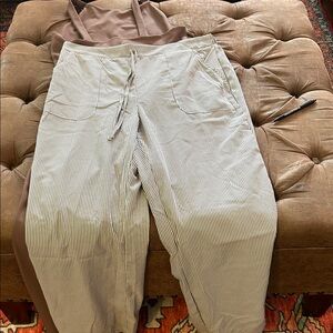 Striped Brown and White Women's Jumpsuit